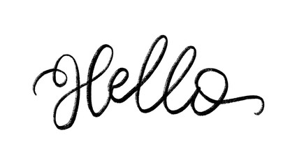 Hello. Hand Lettering word. Handwritten modern brush typography sign. Black and white. Vector illustration