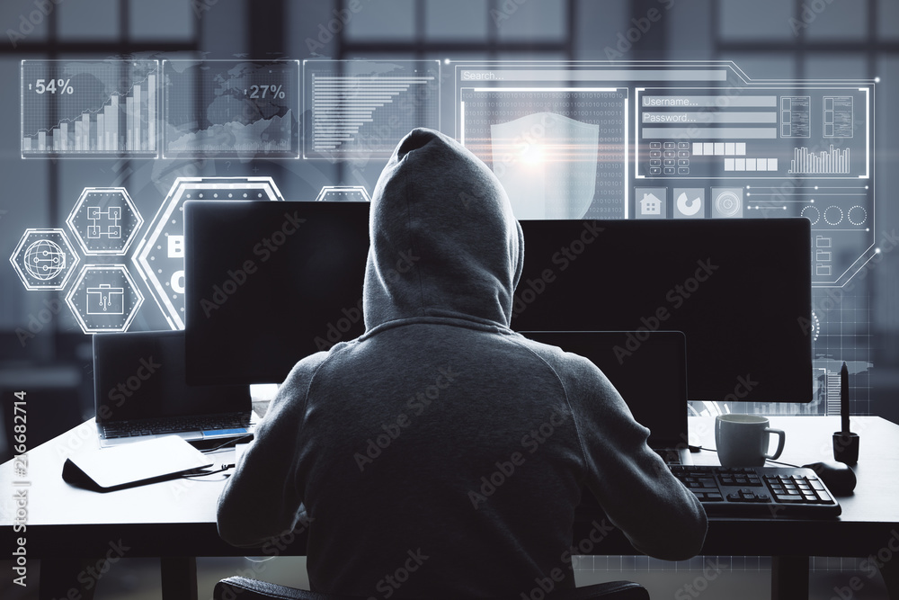Poster Hacking and web concept