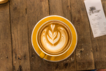 Coffee cup on wood table