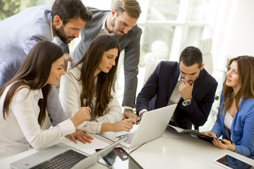 Business people brainstorming in office during conference