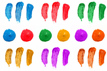  color paint strokes on white background
