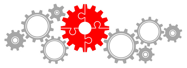 Gears Border Graphics Puzzle Grey/Red