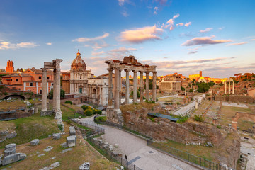 Plakat Rome. Roman Forum at sunset.