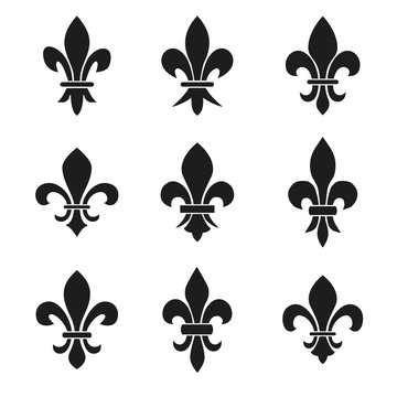 Naklejka Set of emblems Fleur de Lys symbols.