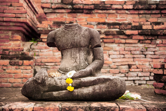 Wat Maha That Buddha, a beautiful ancient site in Wat Maha That Ayutthaya as a world heritage site, Thailand