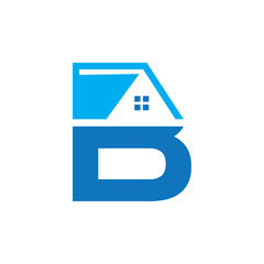 B letter with shaped home vector design illustration