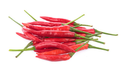 Pile of red paprika isolated on white background