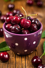 Sweet Black and Red Cherries. Selective focus.