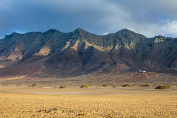 Scenic view of mountains range in Fuerteventura, Canary Islands