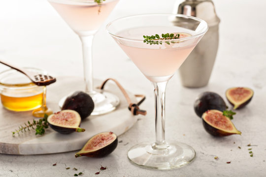 Fall cocktail, fig syrup and honey martini