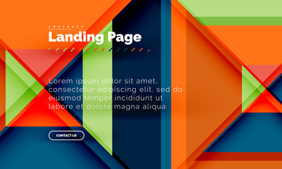 Square shape geometric abstract background, landing page web design template
