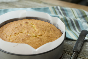 Round Madeira Cake in a Baking Tin