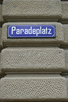 Paradepatz Zurich, street sign, square which are UBS and Credit Suisse headquarter are locatet, financial banking place