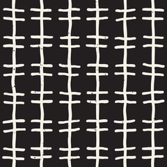 Hand drawn lines seamless grungy pattern. Abstract geometric repeating texture in black and white.
