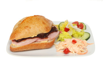 Ham and pickle roll with salad