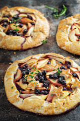 Summer galette with peaches and blueberries