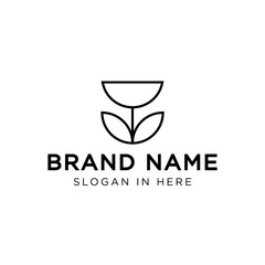 flower line logo template vector design illustration