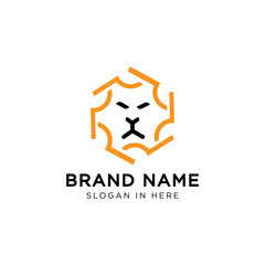 lion face logo template vector design illustration