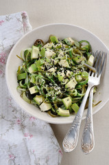 Salad from noodles from cucumbers and    laminaria