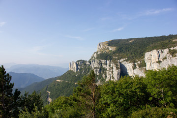 Fototapeta na wymiar Mountain Panorama Landscape in the Vercors, french pre-alps