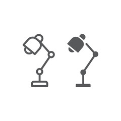 Table lamp line and glyph icon, office and work, lamp sign, vector graphics, a linear pattern on a white background, eps 10.