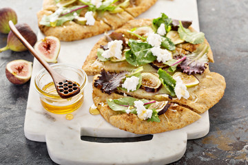 Fall flatbread pizza with fresh figs and goat cheese