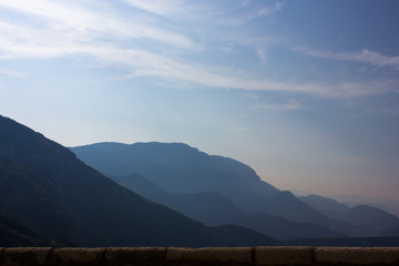 Mountain ridge panorama in the Morning light, vercors france