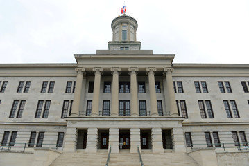 Tennessee State Capitol, Nashville, Tennessee, USA. This building, built with Greek Revival style in 1845, is now the home of Tennessee legislature and governors office.