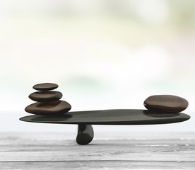Zen basalt stones on desk