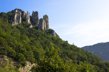 Rocks and Hills in the mountains of Vercors, french pre-alps