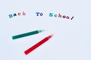 back to school lettering and background.pens papr and blank space