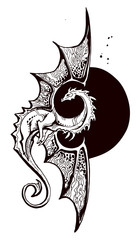 symbol dragon with a background of the black circle