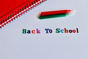 back to school lettering and background.pens papr and blank space