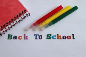 back to school lettering and background.pens papr and blank space