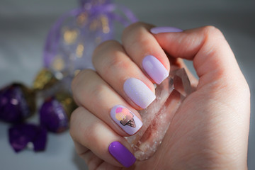 Cooling, sweet, summer manicure with ice cream.