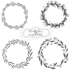 Set of hand drawn vector wreaths