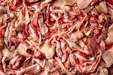 Crédence de cuisine en verre imprimé Viande restes de viande sur une surface plane