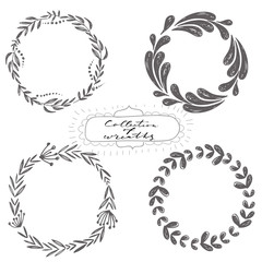 Set of hand drawn vector wreaths
