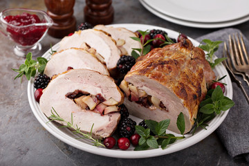 Roasted pork with apple filling