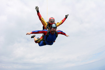 Skydiving. Tandem jump.