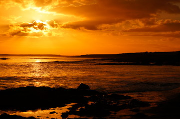 Sunset Silhouette at Cullenstown Beach in Bannow, County Wexford, Ireland