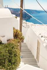 typical little street in santorini in greece in cyclades