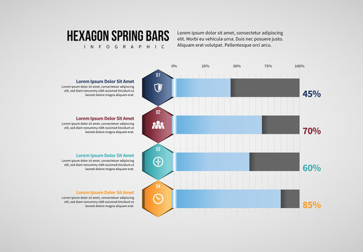 Hexagonal Bar Graph Infographic Layout