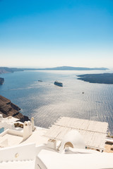 Fototapeta na wymiar view of Santorini caldera in Greece from the coast