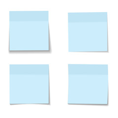 Fototapeta na wymiar vector set of realistic paper blue memo sheets