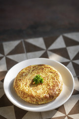 spanish tortilla omelet traditional tapas food on traditional rustic background
