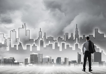 Motivation and inspiration concept with modern cityscape and bus