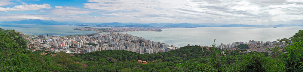 Fototapeta na wymiar Florianópolis is an island in Brazil, enchanting with pristine beaches, surfing competitions, beach parties