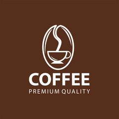 Coffee Shop Logo Design Element in Vintage Style for Logotype, Label, Badge and other design. Bean retro vector illustration.