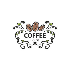 Coffee Shop Logo Design Element in Vintage Style for Logotype, Label, Badge and other design. Bean retro vector illustration.